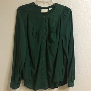 Maeve Anthropologie Dark Green Blouse Size Large